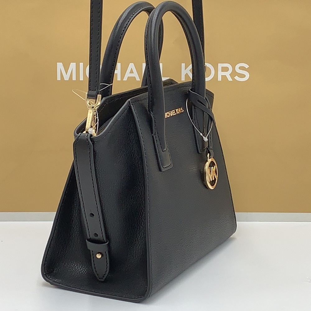 Michael Kors Avril Small Leather Top-Zip Satchel BLACK COLOR - Picture 4 of 16